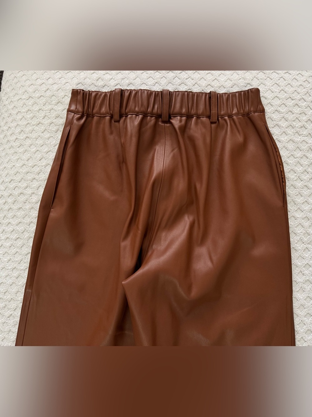 Brochu Walker The Stone Vegan Leather Cropped Pant Cognac Brown XS Tapered Leg - Picture 9 of 16